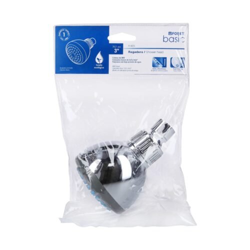 49413 - Regadera redonda de ABS 3" sin brazo, Foset Basic