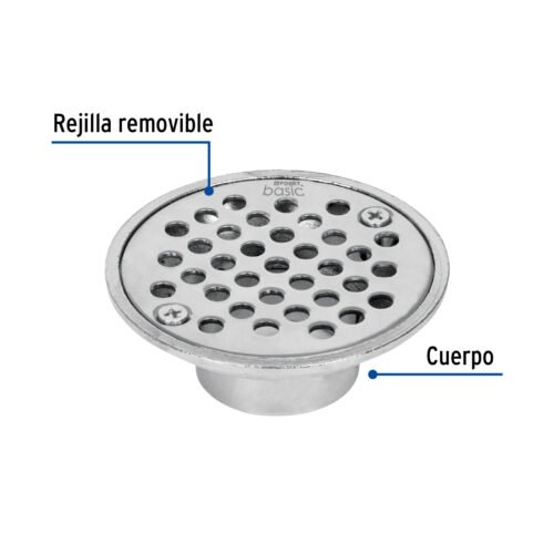 49424 - Resumidero de zinc, redondo, modelo "A", 3-1/2", Basic