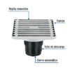49428 - Resumidero cuadrado de acero inoxidable 4" x 4", Foset