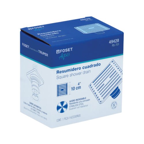 49428 - Resumidero cuadrado de acero inoxidable 4" x 4", Foset