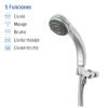 49432 - Regadera de teléfono 3", 5 funciones con soporte, Foset Aqua