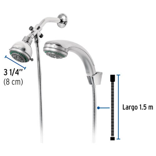 49433 - Regadera 3" con extensión tipo teléfono 5 funciones, Aqua