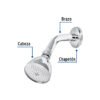 49448 - Regadera cónica 2-1/2" brazo y chapetón de acero, Foset Aqua