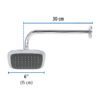 49451 - Regadera cuadrada plato ancho 6" brazo inox a muro, Aero