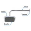 49451 - Regadera cuadrada plato ancho 6" brazo inox a muro, Aero