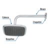 49452 - Regadera cuadrada plato ancho 8" brazo inox a muro, Aero