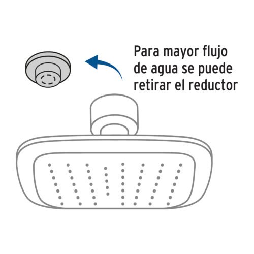 49452 - Regadera cuadrada plato ancho 8" brazo inox a muro, Aero