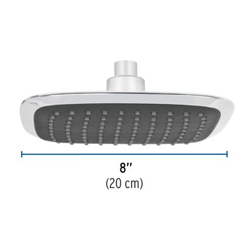 49453 - Regadera cuadrada plato ancho 8" gris-cromo, sin brazo, Aero