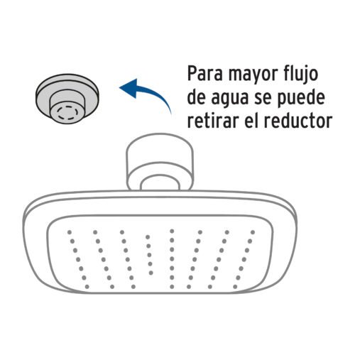 49453 - Regadera cuadrada plato ancho 8" gris-cromo, sin brazo, Aero