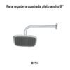 49453 - Regadera cuadrada plato ancho 8" gris-cromo, sin brazo, Aero