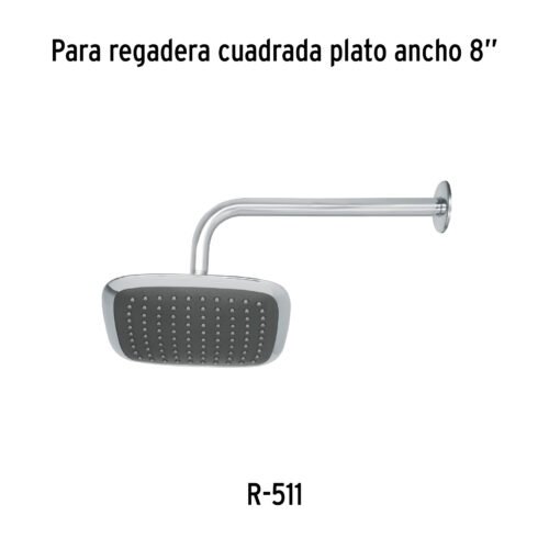 49453 - Regadera cuadrada plato ancho 8" gris-cromo, sin brazo, Aero