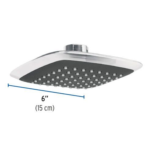 49454 - Regadera cuadrada plato ancho 6" gris-cromo, sin brazo, Aero