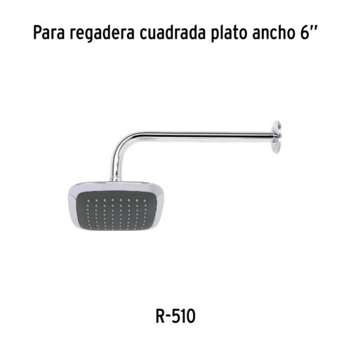 49454 - Regadera cuadrada plato ancho 6" gris-cromo, sin brazo, Aero