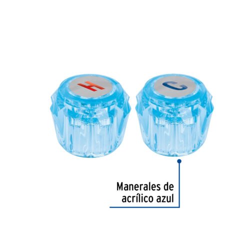 49456 - Juego 2 manerales acrílico azul p/lavabo y fregadero, Basic