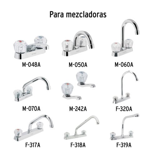 49456 - Juego 2 manerales acrílico azul p/lavabo y fregadero, Basic