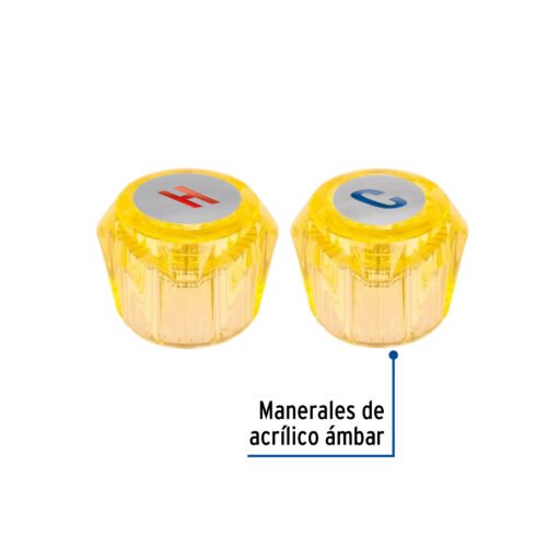49457 - Juego 2 manerales acrílico ámbar p/lavabo y fregadero, Basic
