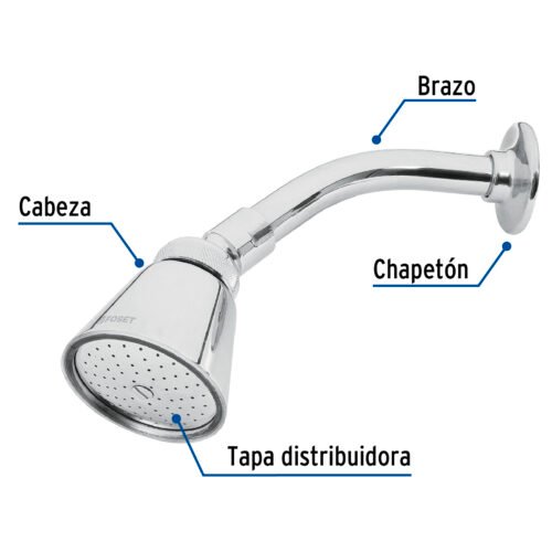 49460 - Regadera redonda 2-3/4" en latón, chorro fijo, Foset Aero