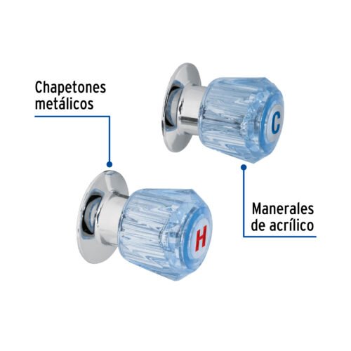 49461 - Juego de 2 manerales acrílico azul para regadera, Basic
