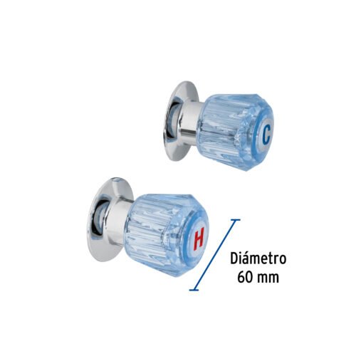 49461 - Juego de 2 manerales acrílico azul para regadera, Basic
