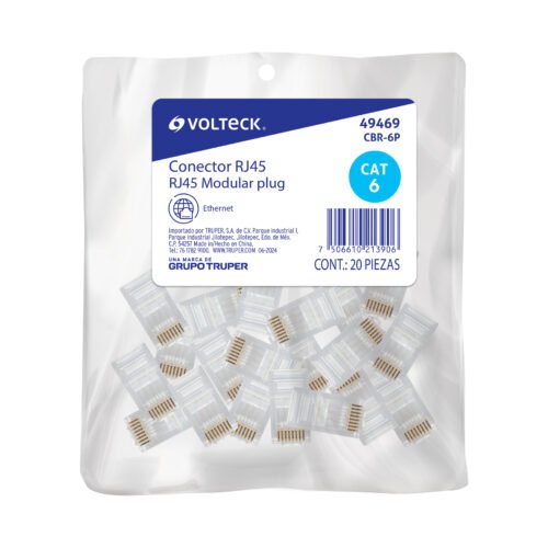 49469 - Plug RJ45 CAT6, Bolsa con 20 piezas, VOLTECK