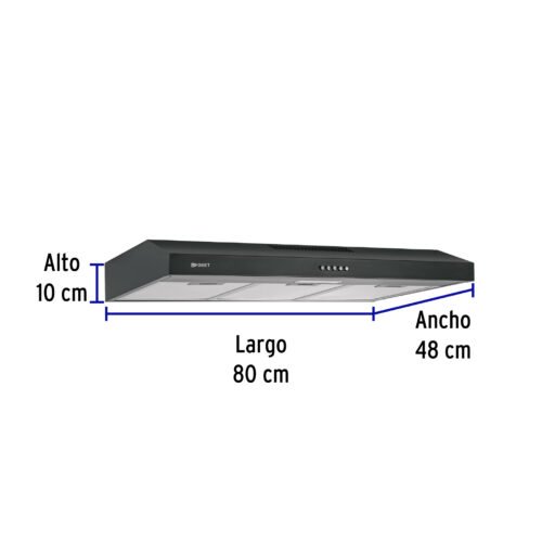 49487 - Campana extractora 80 cm, empotrable, negra, Foset