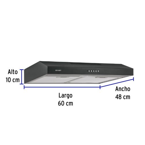 49488 - Campana extractora 60 cm, empotrable, negra, Foset
