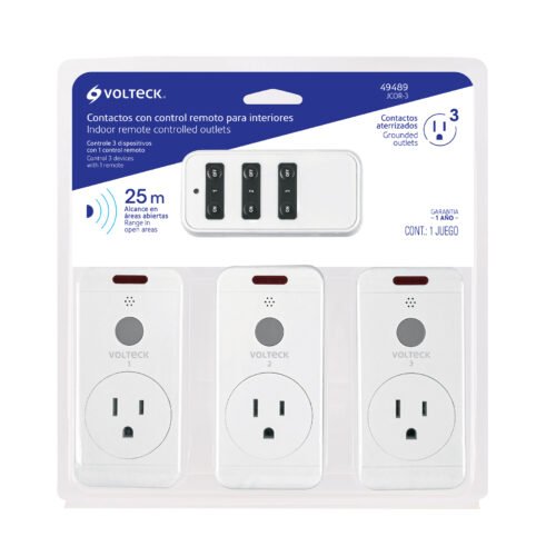 49489 - Juego de 3 Contactos con control remoto, Volteck