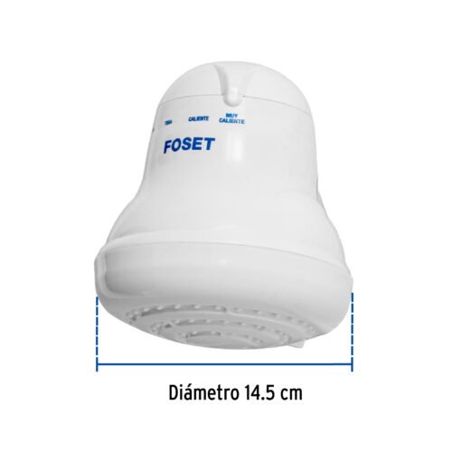 49491 - Regadera eléctrica, 4 temperaturas, 14.5cm, blanca, Foset