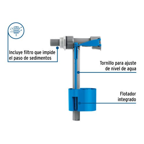 49496 - Válvula de llenado para Tinaco con flotador, 1/2", FOSET