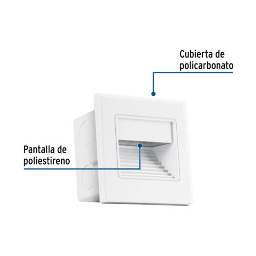 49498 - Luminario LED empotrable de cortesía 1 W, luz cálida, blanco