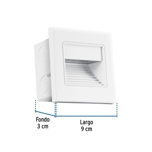 49498 - Luminario LED empotrable de cortesía 1 W, luz cálida, blanco