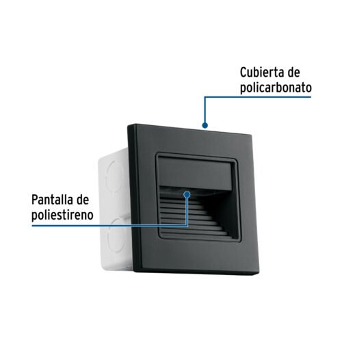 49499 - Luminario LED empotrable de cortesía 1 W, luz cálida, negro