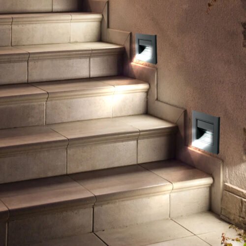 49499 - Luminario LED empotrable de cortesía 1 W, luz cálida, negro