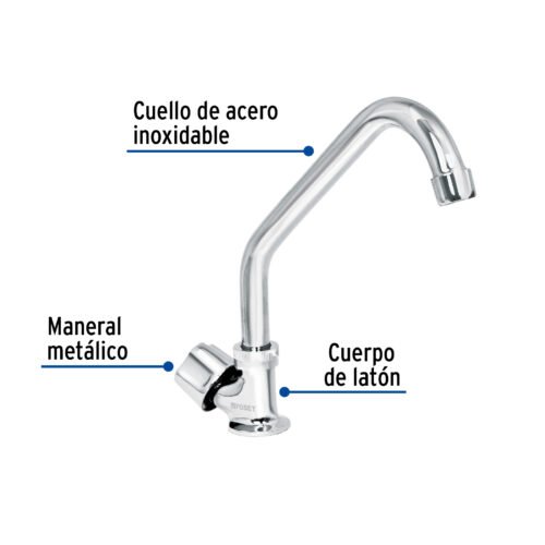49500 - Llave individual fregadero, cuello corto, hexagonal, BASIC