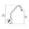 49500 - Llave individual fregadero, cuello corto, hexagonal, BASIC