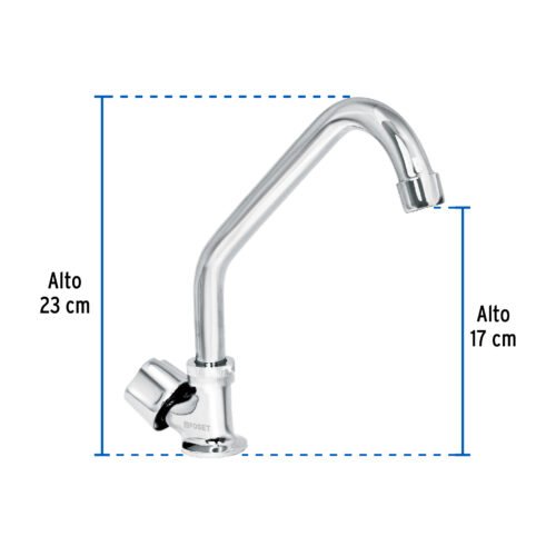 49500 - Llave individual fregadero, cuello corto, hexagonal, BASIC