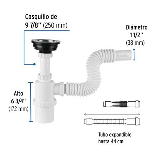 49506 - Céspol de bote con contracanasta de acero inox. p/fregadero