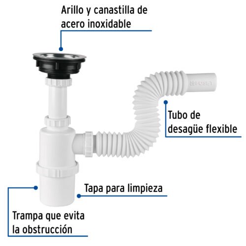 49506 - Céspol de bote con contracanasta de acero inox. p/fregadero