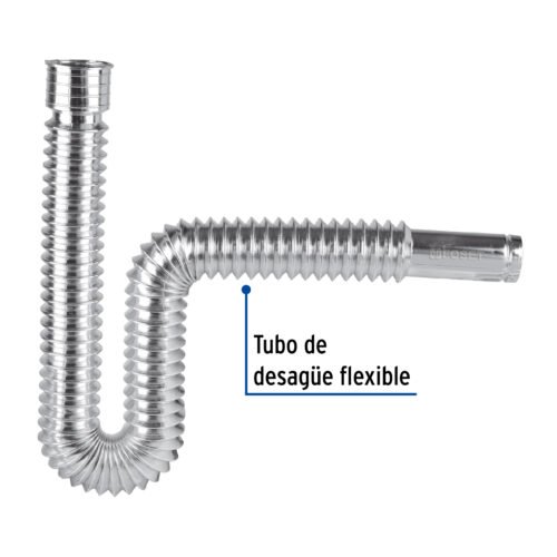 49507 - Céspol flexible, polietileno cromo, para lavabo y fregadero