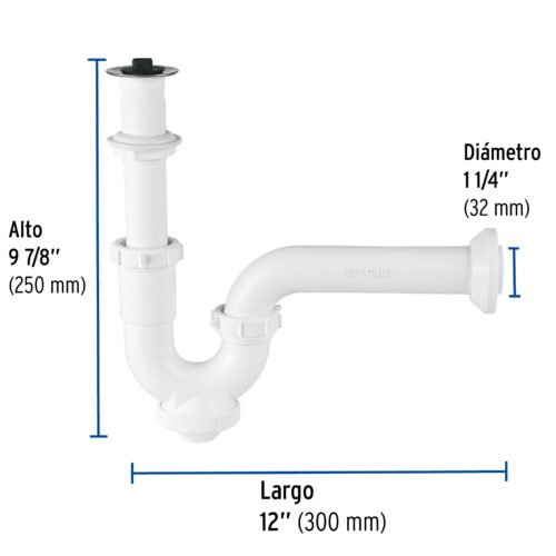 49508 - Céspol rígido 1-1/4", con contra, polipropileno, para lavabo