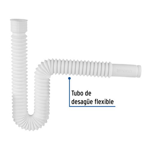 49509 - Céspol flexible, polietileno blanco, para lavabo y fregadero