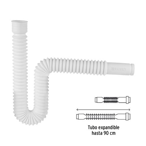 49509 - Céspol flexible, polietileno blanco, para lavabo y fregadero