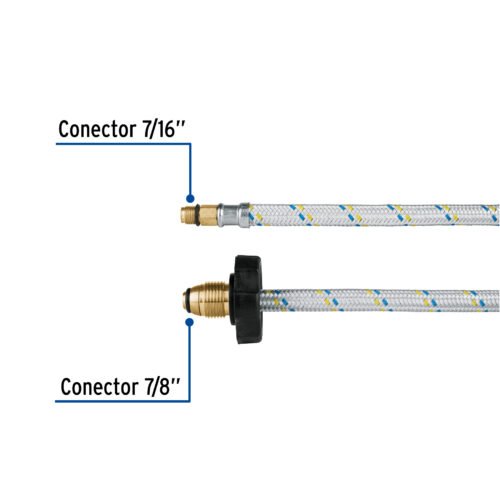 495132 49513 - Manguera pigtail, aluminio, 7/16" x 7/8", 55 cm, FOSET