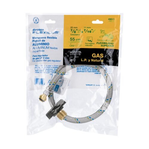495133 49513 - Manguera pigtail, aluminio, 7/16" x 7/8", 55 cm, FOSET