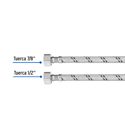 49527 - Manguera p/WC, acero inox, 1/2"x7/8", 50 cm