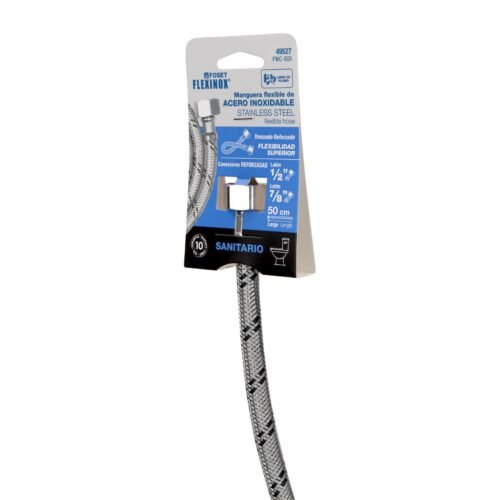 49527 - Manguera p/WC, acero inox, 1/2"x7/8", 50 cm