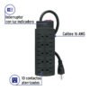495331 49533 - Multicontacto de uso rudo con 10 entradas, negro, VOLTECK