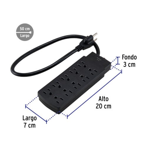 495332 49533 - Multicontacto de uso rudo con 10 entradas, negro, VOLTECK