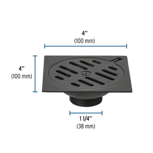 49538 - Resumidero cuadrado 4"x4", metálico, negro, Foset Basic
