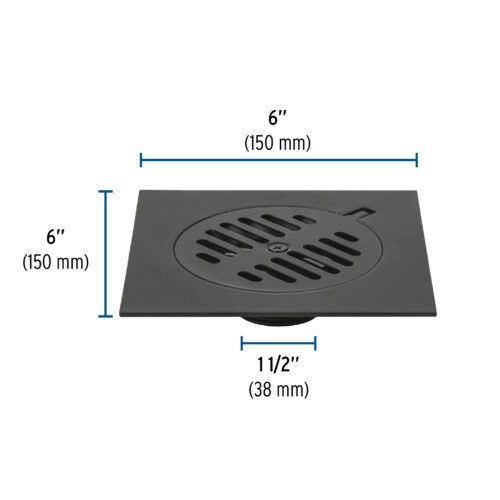 49539 - Resumidero cuadrado 6"x6", metálico, negro, Foset Basic